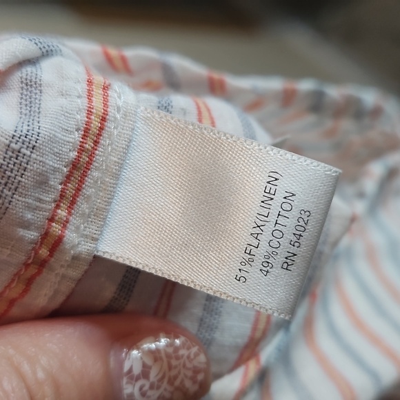 Banana Republic men’s flax linen blend striped button-down shirt size Medium EUC - Picture 4 of 4